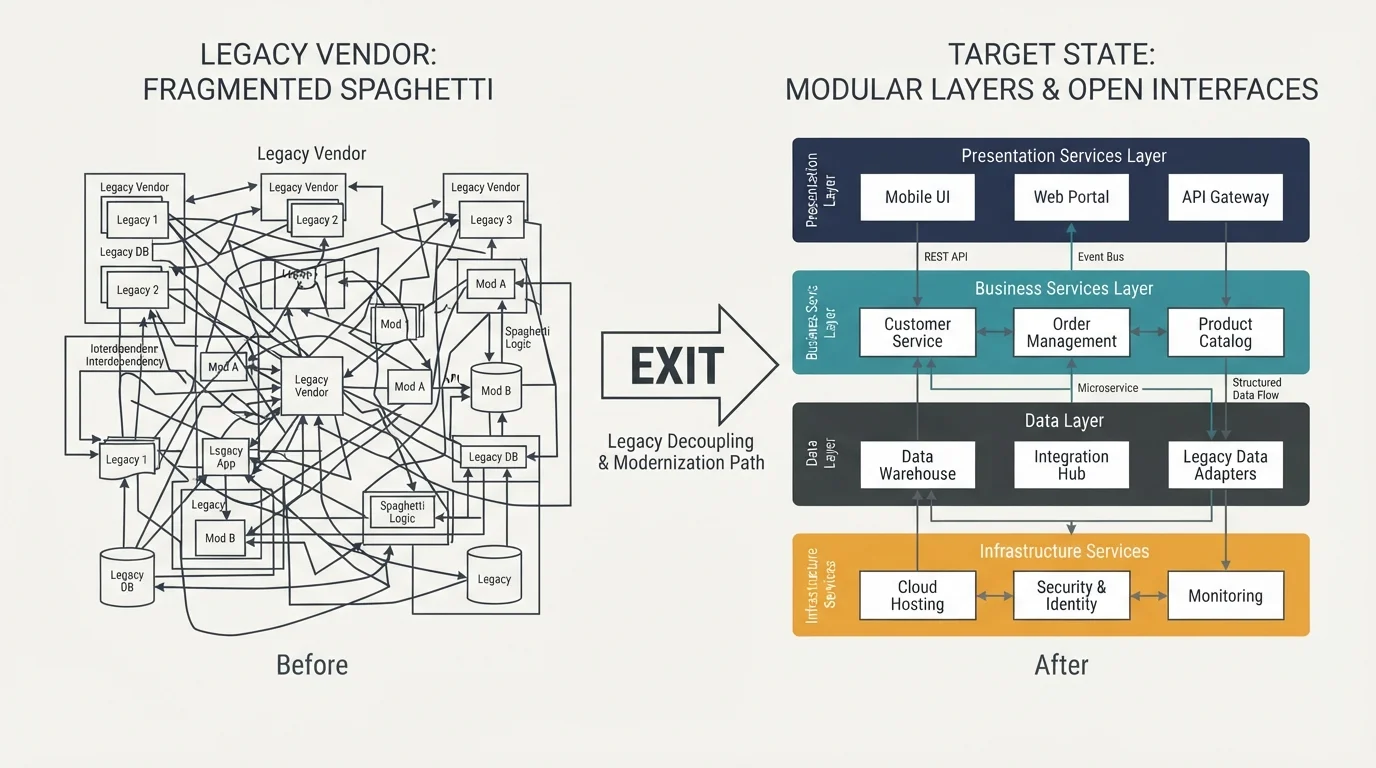 Legacy Vendor Exit & Enterprise Architecture model diagram