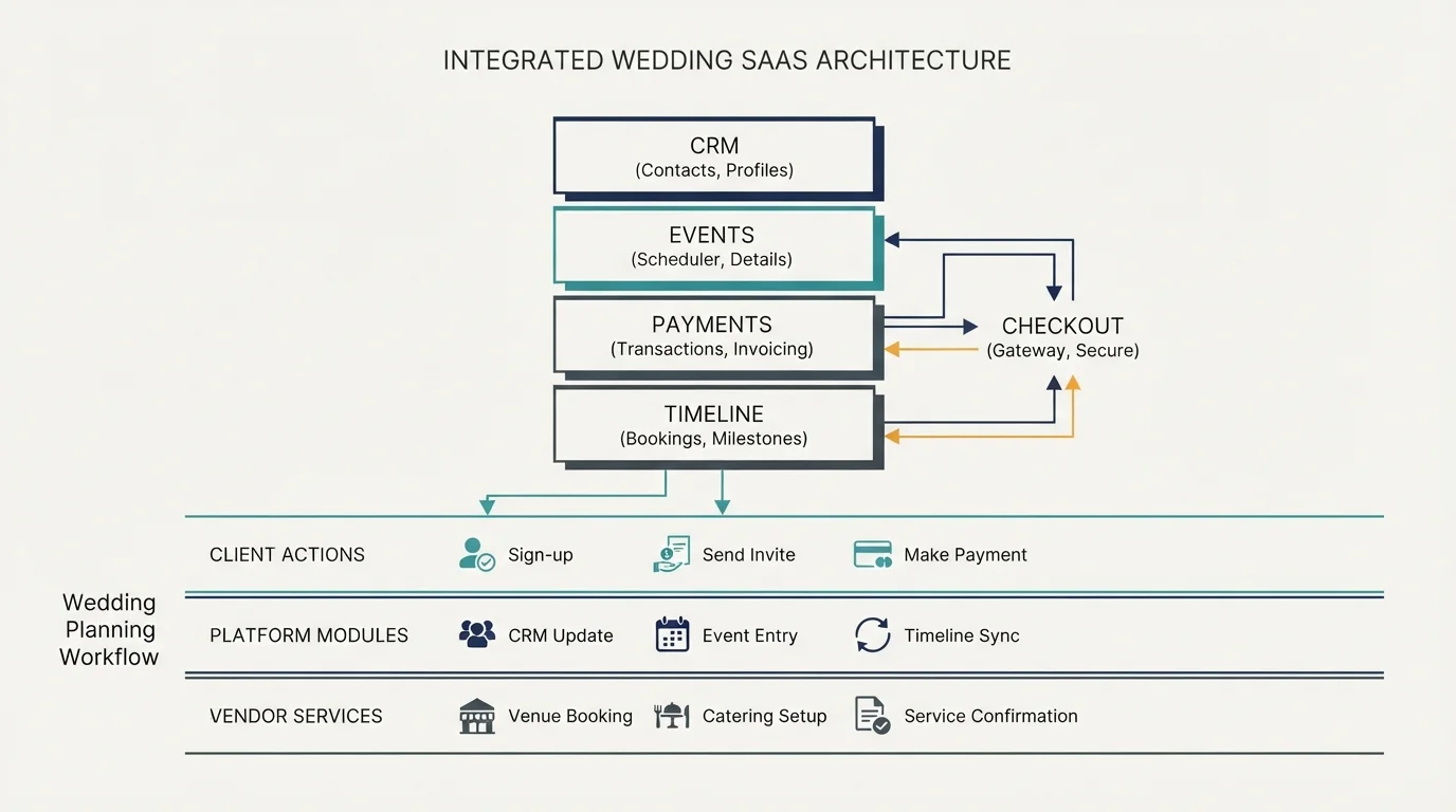 WeddingBills - Vertical CRM & Payment Platform model diagram